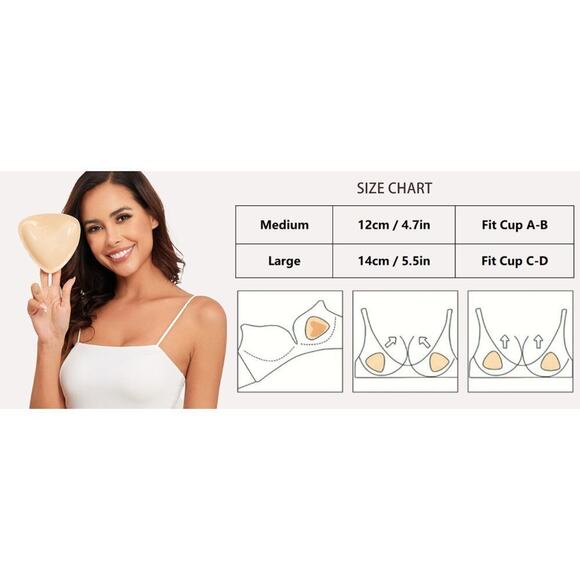 New Size B Cup Double Sided Adhesive Push Up Padded Backless Bra Sticky Inserts - Picture 3 of 3